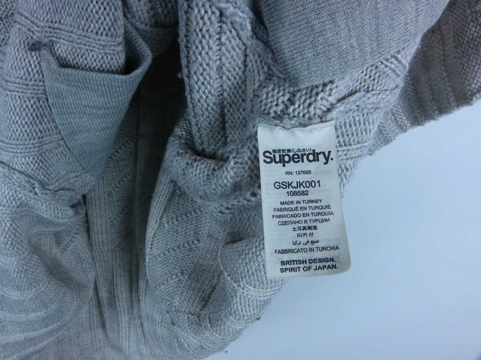 SuperDry szary sweter z golfem kieszonki oversize / S