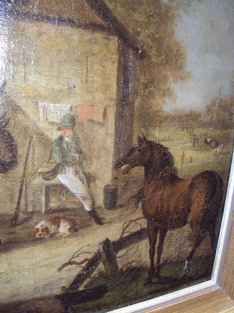 Holenderski obraz olejny scenka rodzajowa XVIII/XIX w. Jan van Os