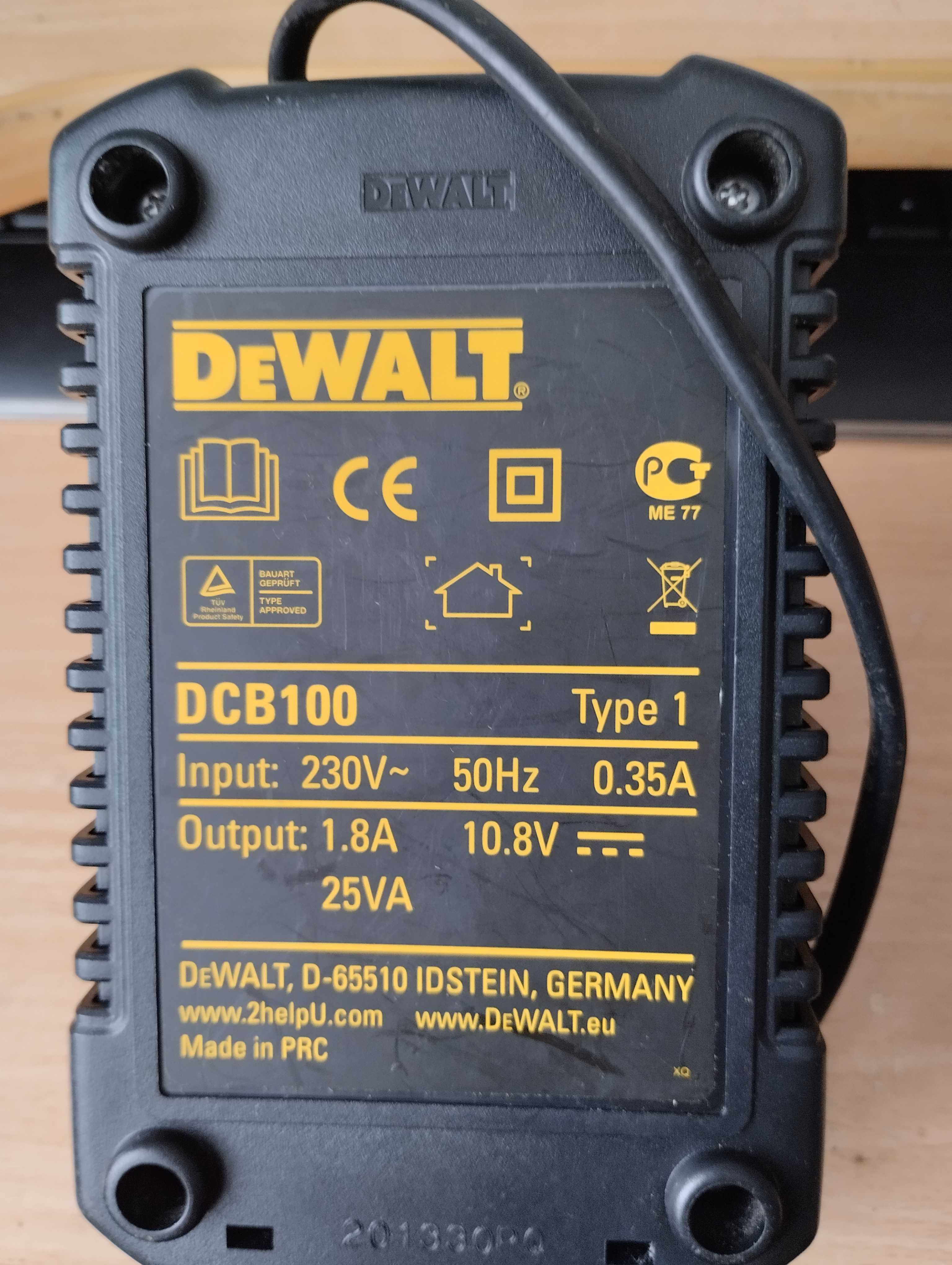 DeWalt DCB 123  bateria   oraz  DeWalt DCB 100 ładowarka