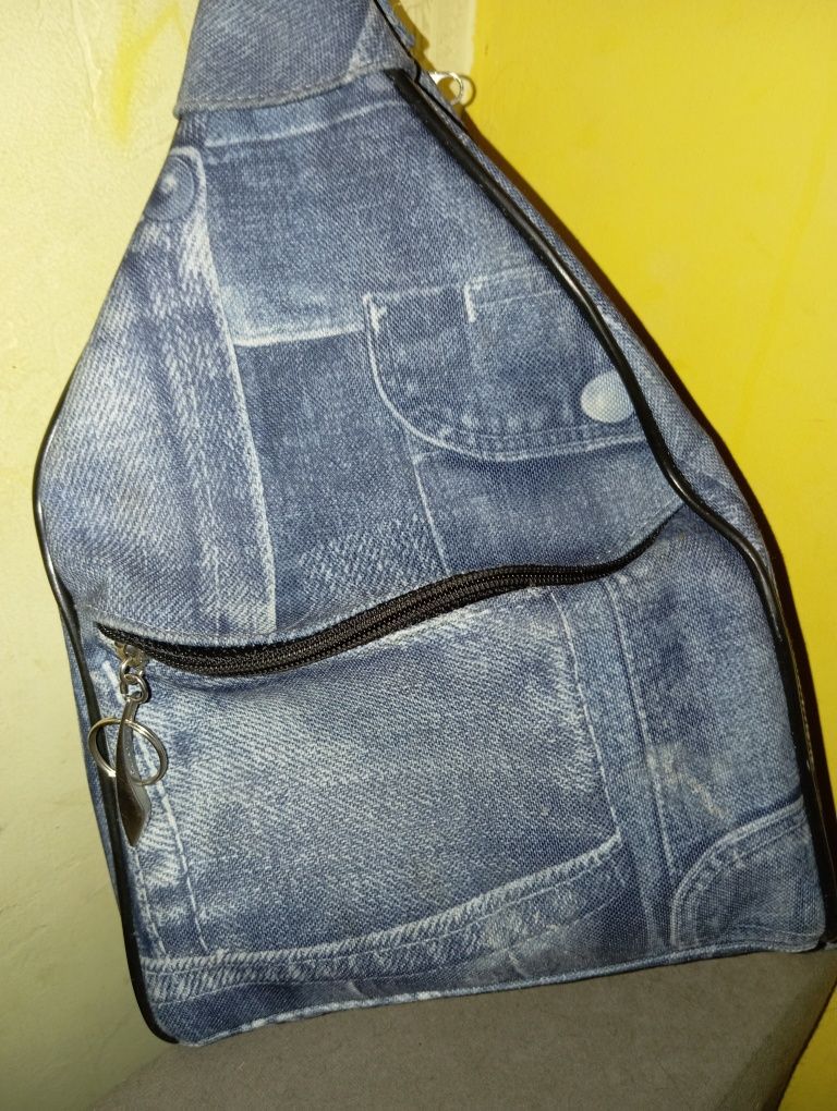 Plecak-torebka , wzór jeansowy