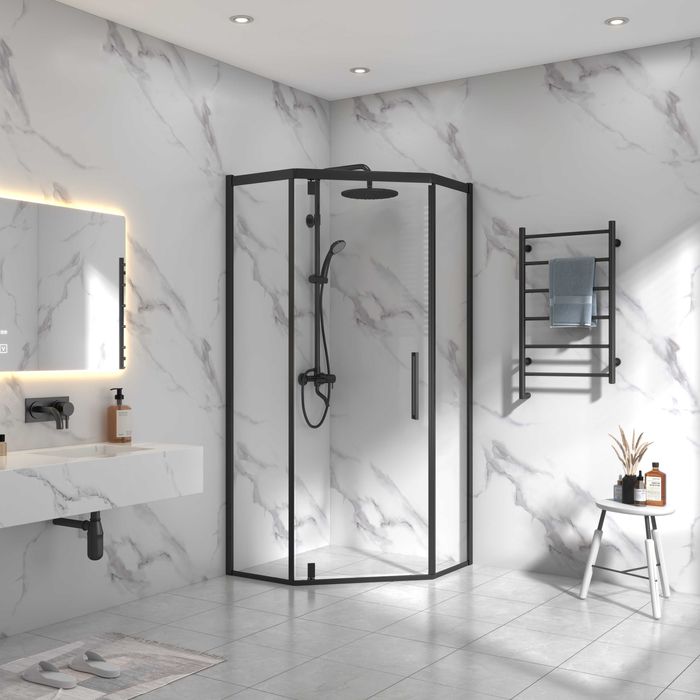 Kabina Prysznicowa Czarna Loft Black Pięciokątna 90 x 90 Grube Szkło !