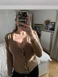 Wełniany sweter kardigan brązowy karmelowy XS/S wool