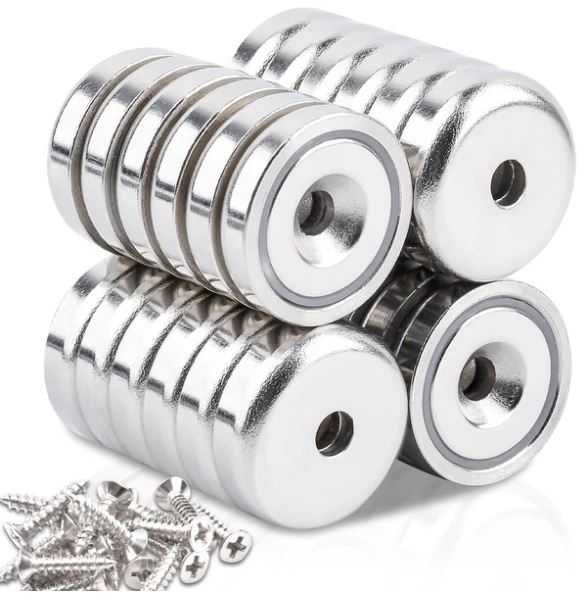 Zestaw 24  magnesów z otworem, udźwig do 20kg, średnica 25mm OCEUMAOA