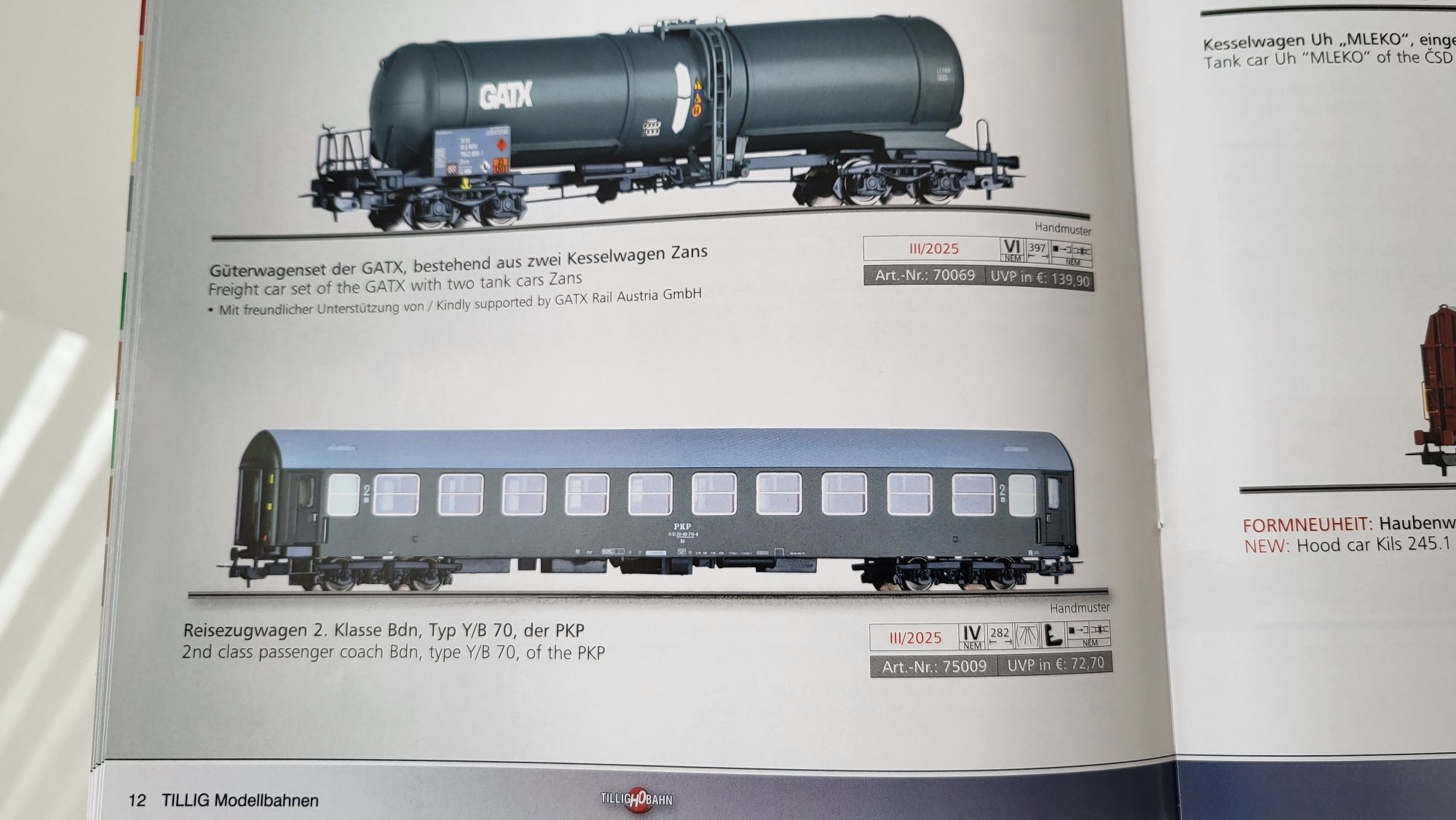 Tillig katalog nowości modelarskich H0  2025 rok 28 str jęz. niemiecki