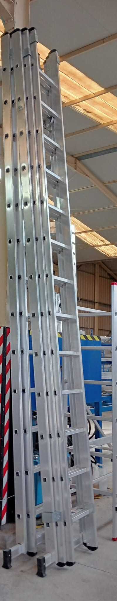 Escada Tripla Alumínio 4m+4m+4m | Degrau Quadrado | D.Fábrica