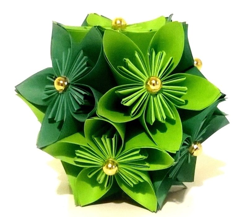 Kula kusudama, bombka kwiatowa, święta, origami ozdoba Boże Narodzenie