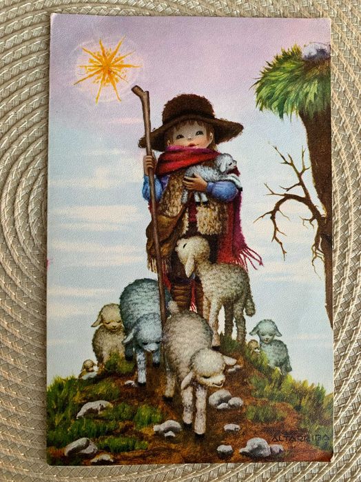 Postais religiosos e de Natal antigos vintage dos anos 70 / 80