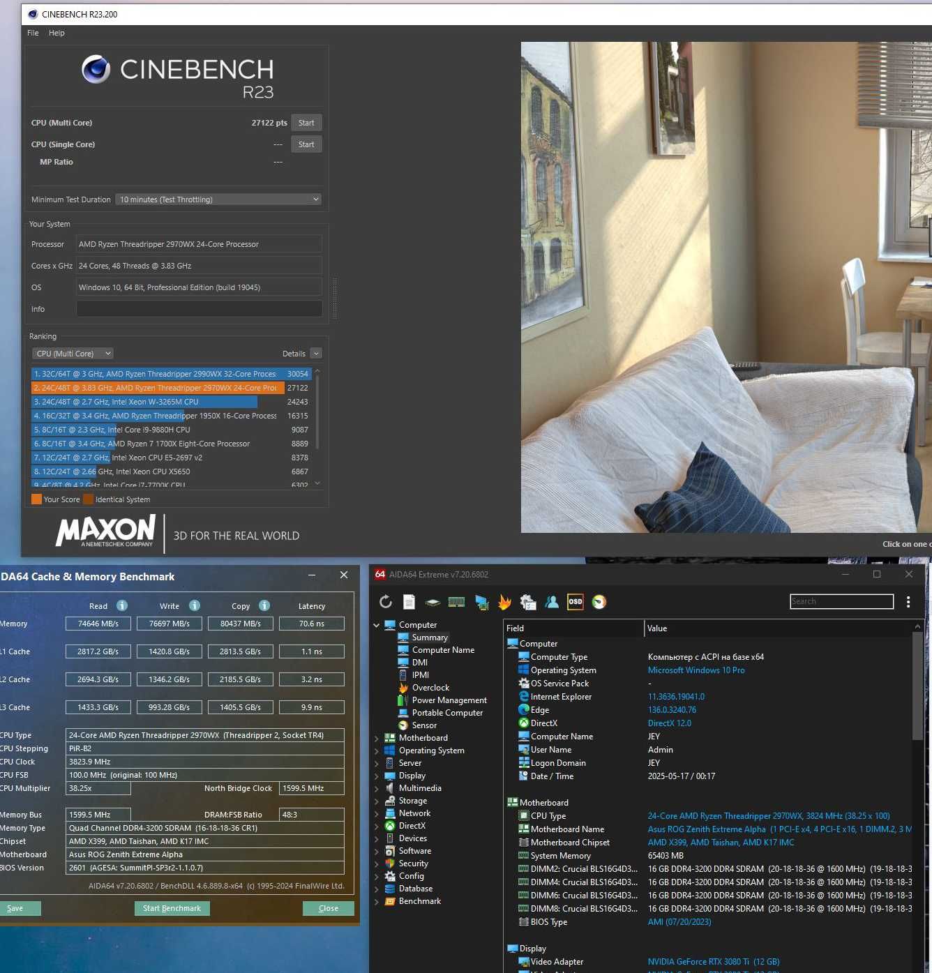 Mocny komputer Ryzen Threadripper 2970WX / RTX 3080 Ti / RAM 64 GB