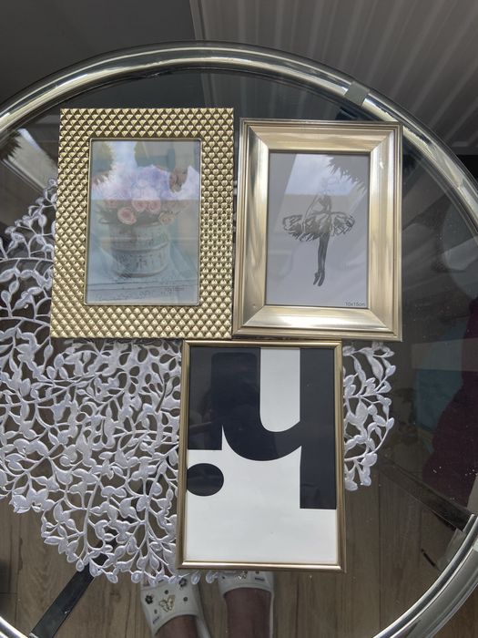 Złote 3szt plastikowe ramki na zdjęcia