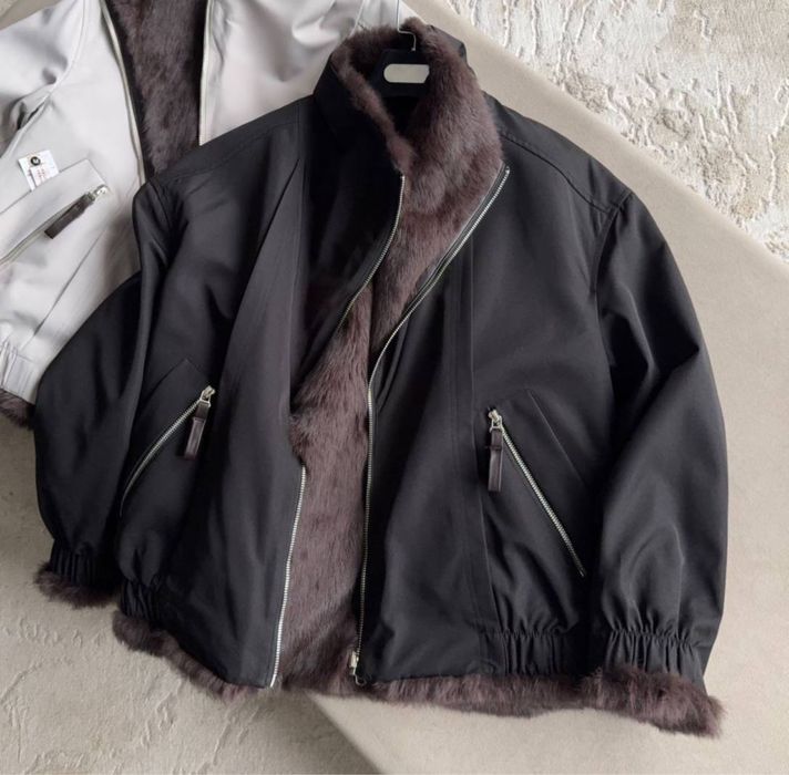 двостороння жіноча  парка з натуральним хутром