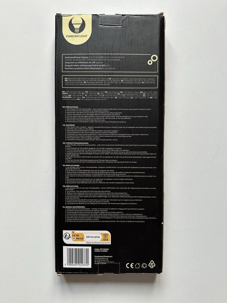 Dekoracyjny neon kaktus LED zielono pomarańczowy Forever Light