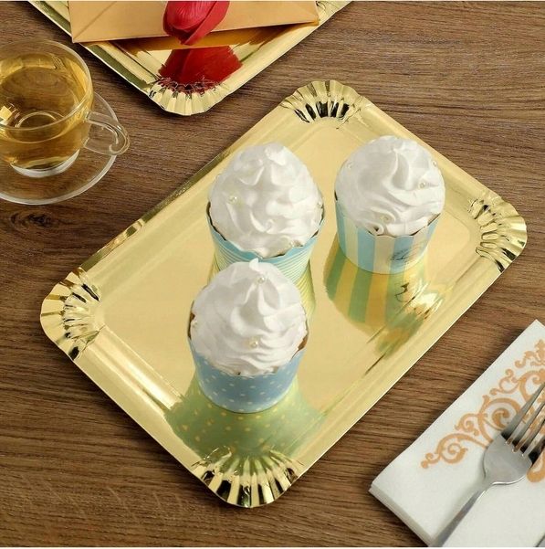 Tacka Cateringowa Cukiernicza Papierowa Złota 30,1X21,3 Cm 5E - 5Szt.