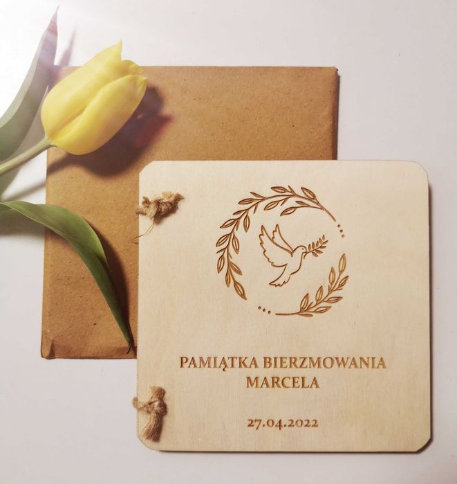Drewniana Kartka Bierzmowanie