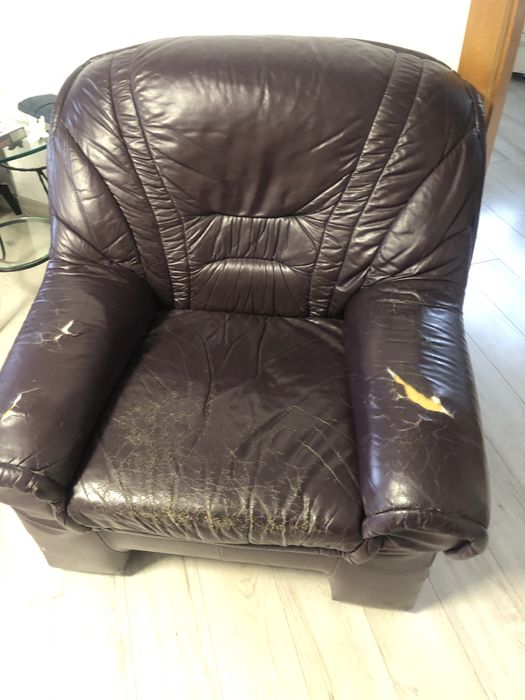 Діван кожаний + крісло