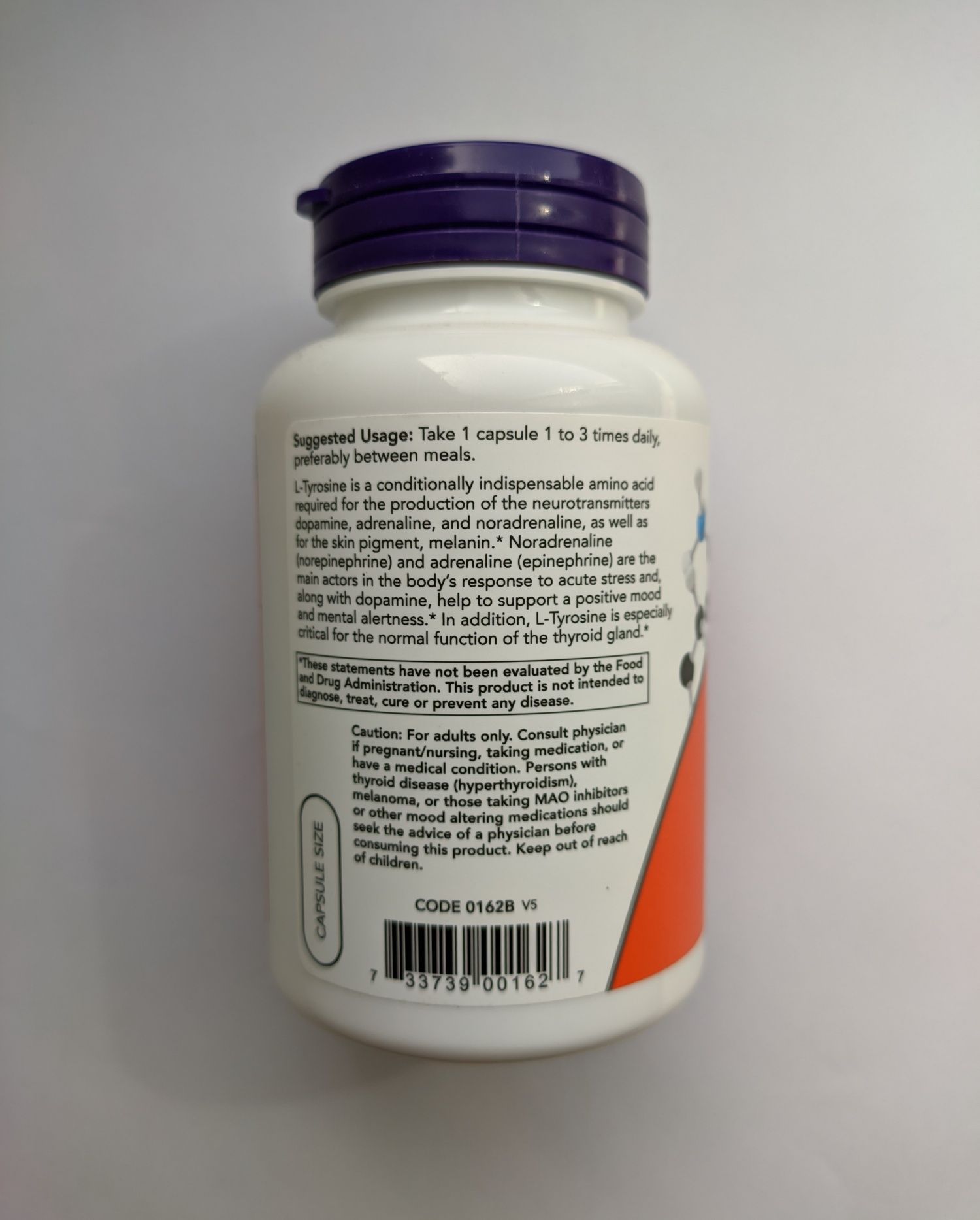 Now Foods, L-Tyrosine 500 мг 120 капсул, L-тірозин, США, тирозин