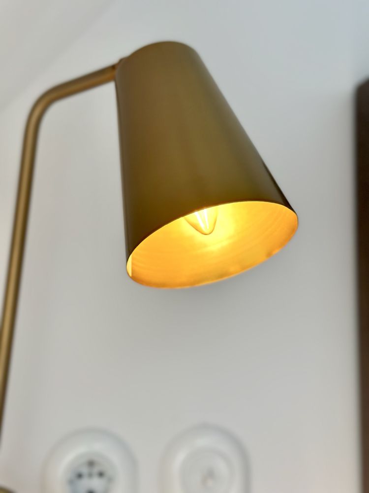 Vintage miedziana lampa stołowa szwedzkiej marki SOUL