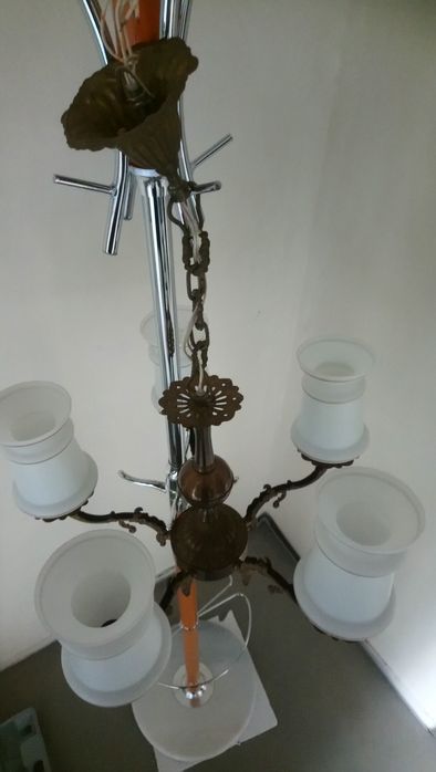 Żyrandol z mosiądzu PRL