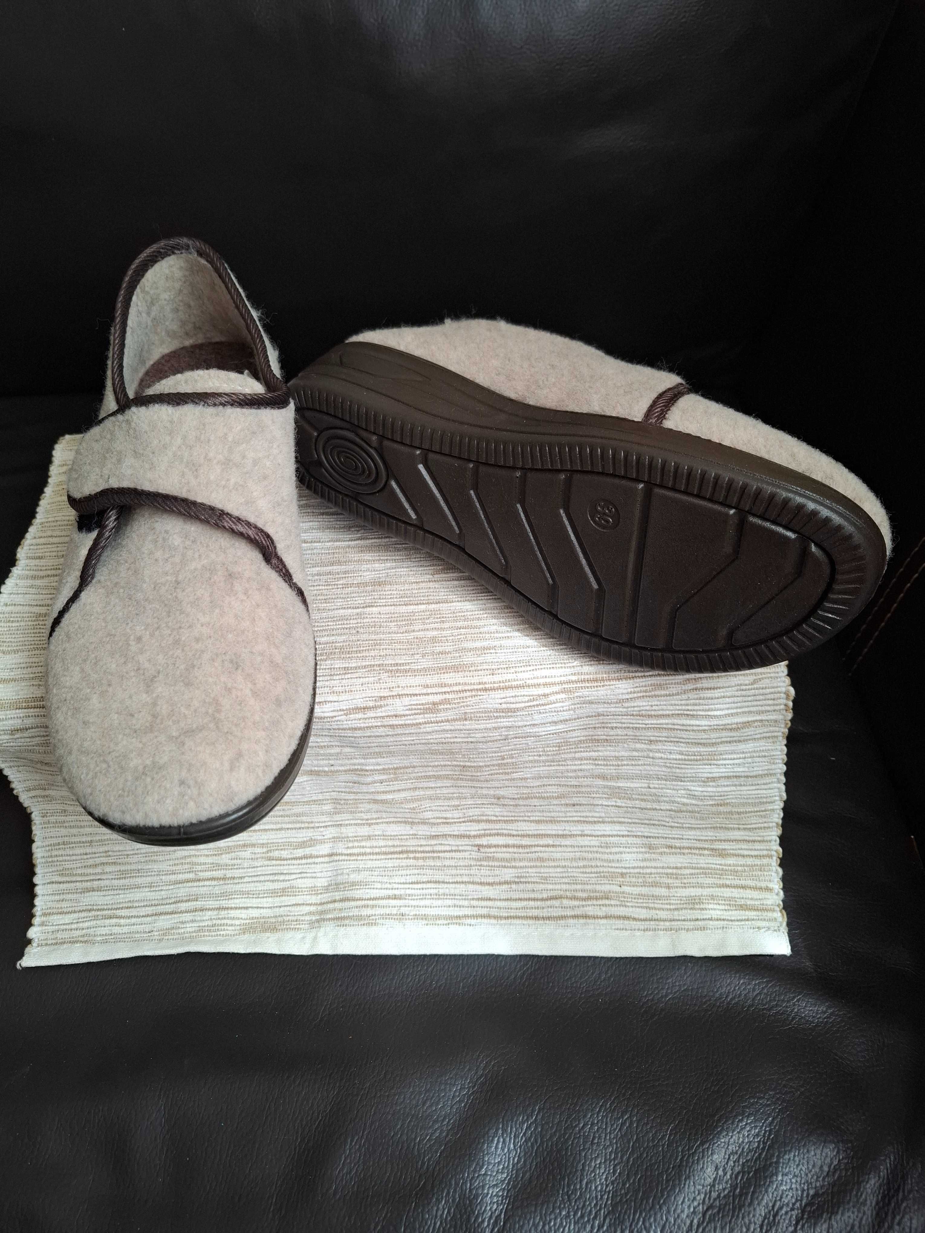Buty beżowe na rzepy filcowe nowe UP2 fashion made in germany rozm. 39