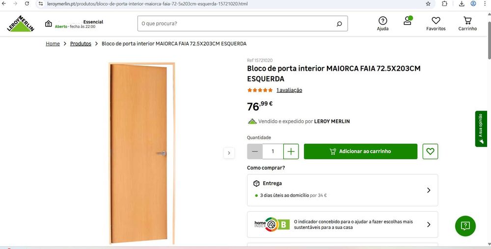 Lote de Portas Interiores Esq. e Dit. Novas e Puxadores em inox