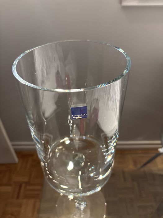 Suporte para vela com pé, em cristal., Leonardo. 50 cm. Nunca usado.