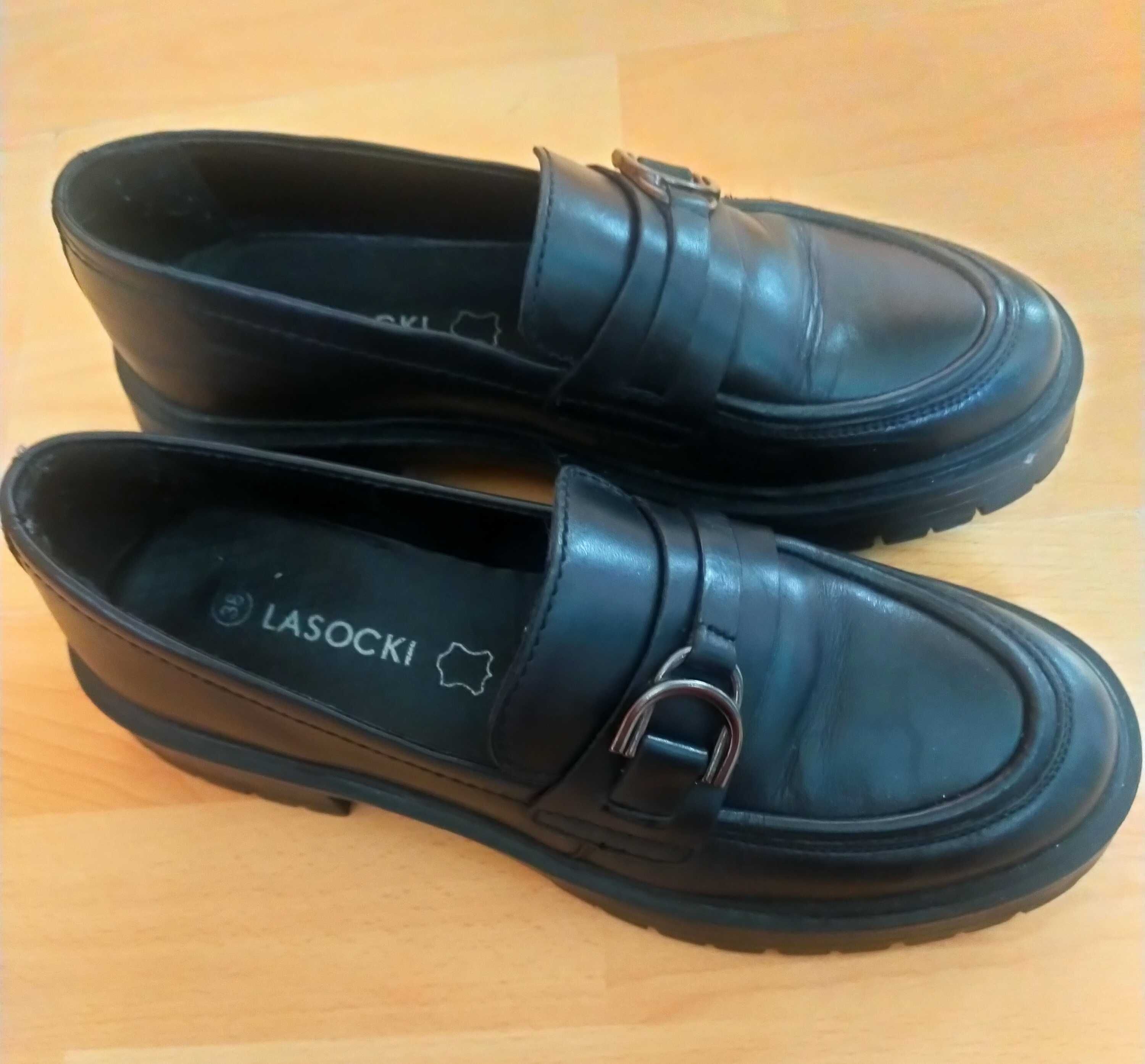 Loafersy skórzane damskie