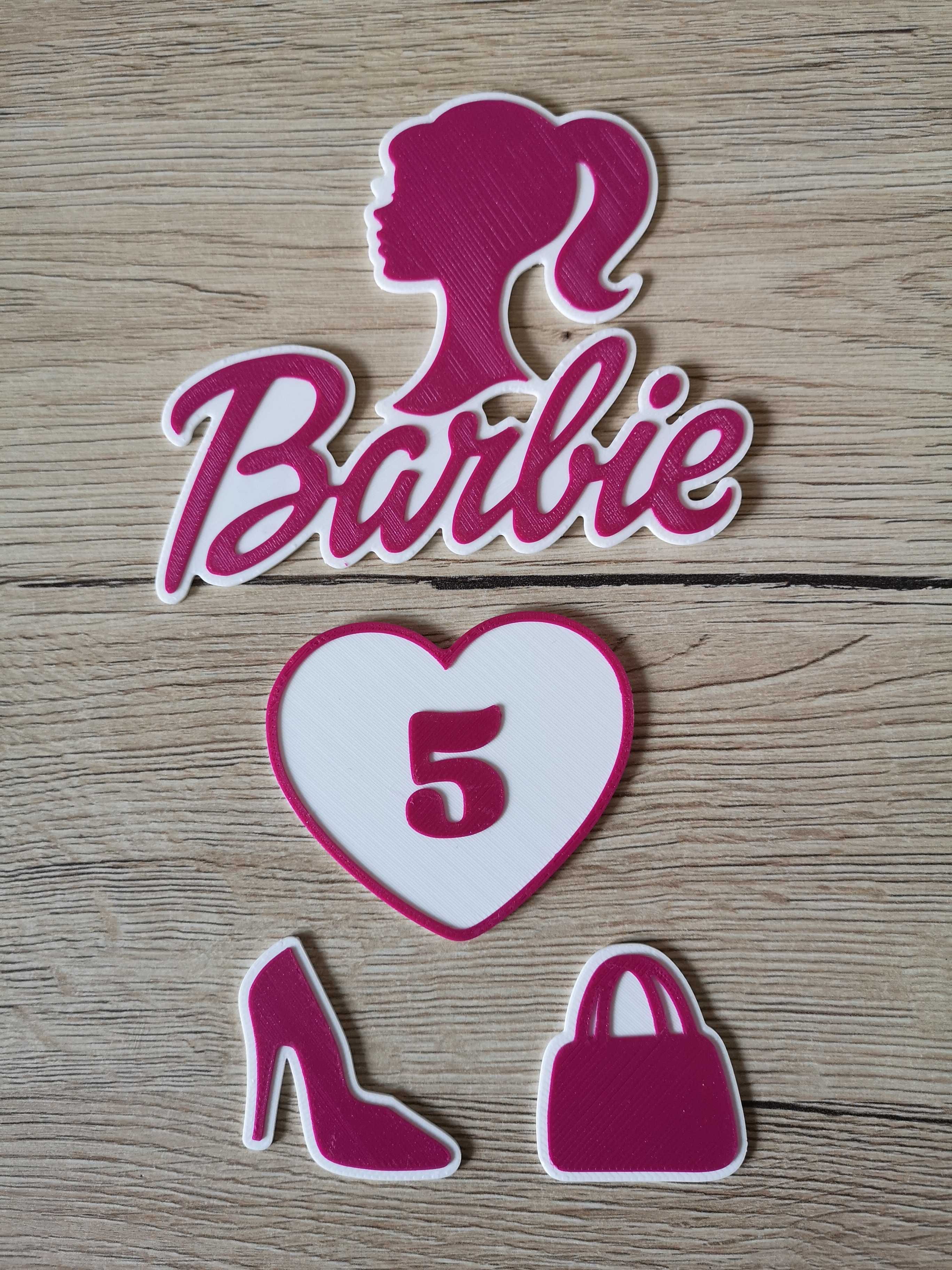 Personalizowany zestaw dekoracji na tort Barbie w kolorze Rubinowy Róż