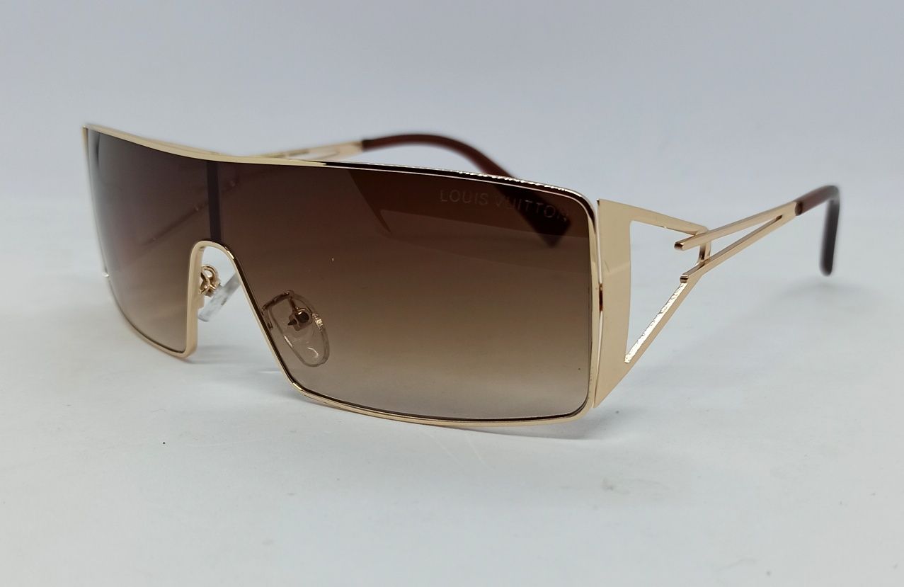 Louis Vuitton очки мужские обтекаемые коричневые в золотом металле