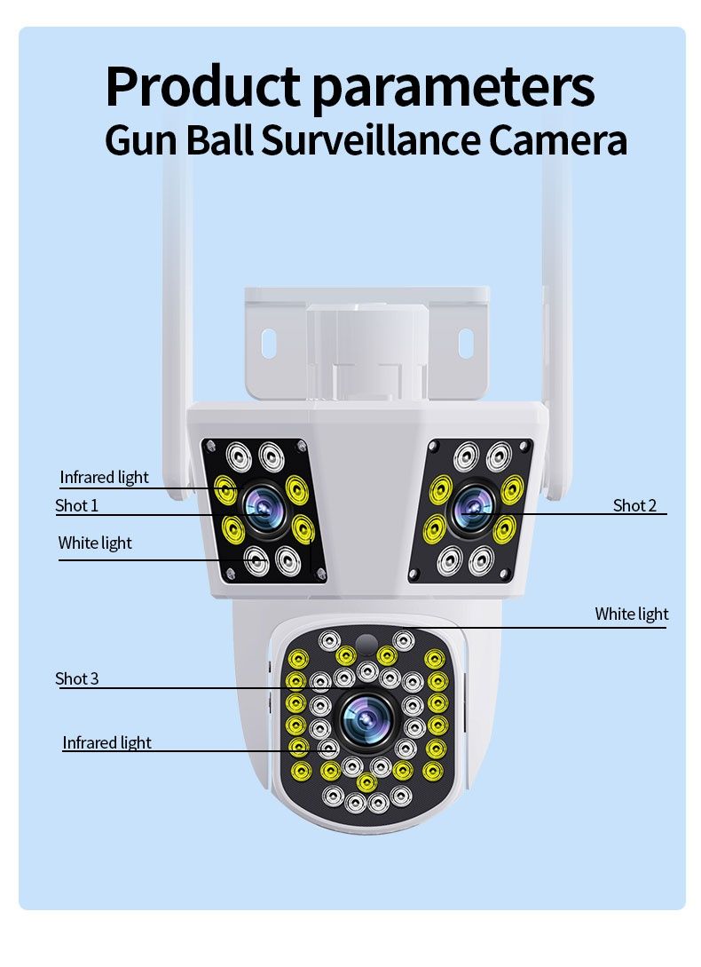 Kamera zewnętrzna 12MP WiFi 8X Zoom
Trzy obiektywy Al Śledzenie ruc