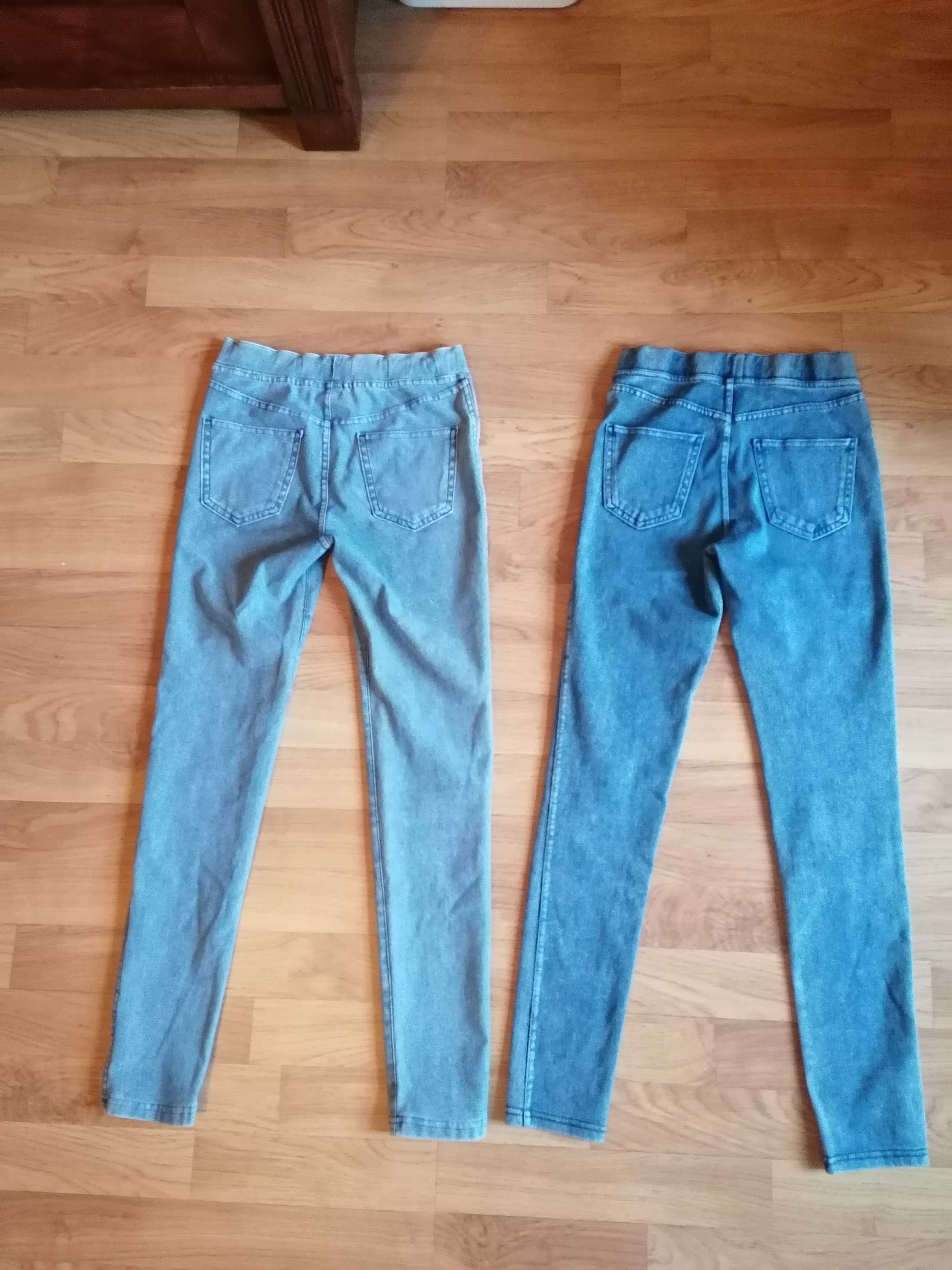 Spodnie 140/146 h&m, elastyczne jeansowe, bluzka Smyk+gratis niebieska