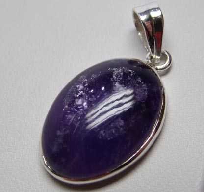 Srebrna zawieszka naturalny owalny ametyst