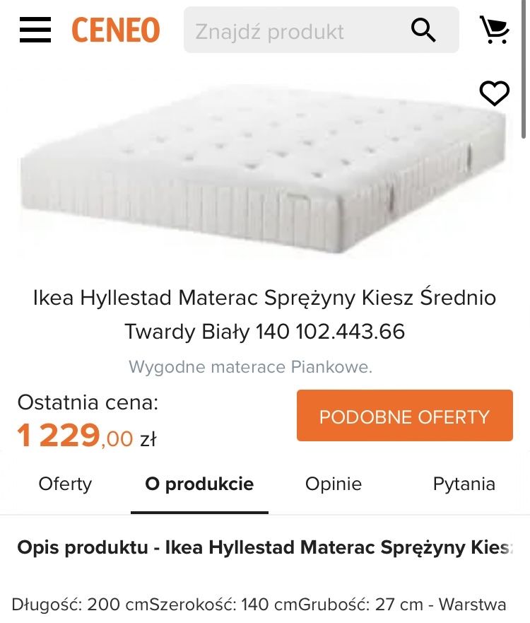 Łóżko Ikea Malm z pojemnikiem czarnybrąz 140x200 + materac