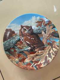 Sowa Talerz porcelanowy Knowles The Eastern Screech Owl