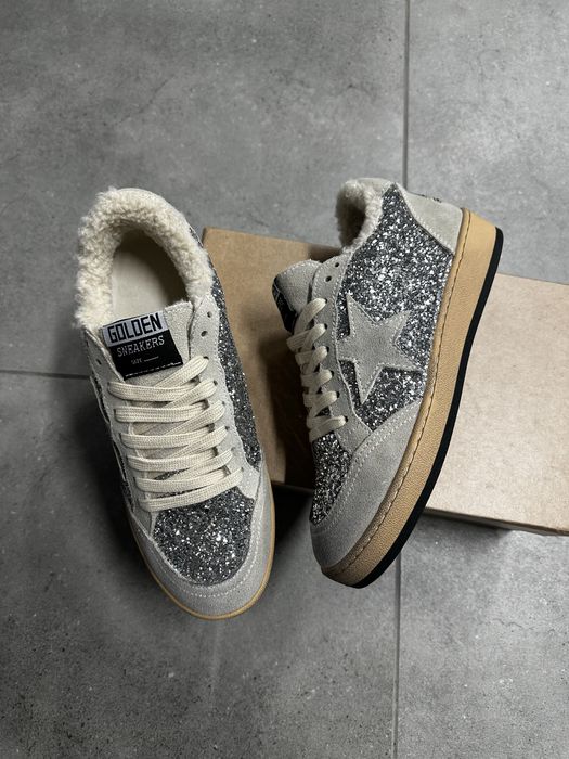 Кеди кросівки жіночі 38ggab golden goose голден гус сірі на хутрі/зима