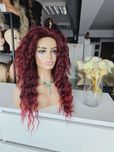 Długa peruka fale loki afroloki burgund naturalna fruzura Shakir