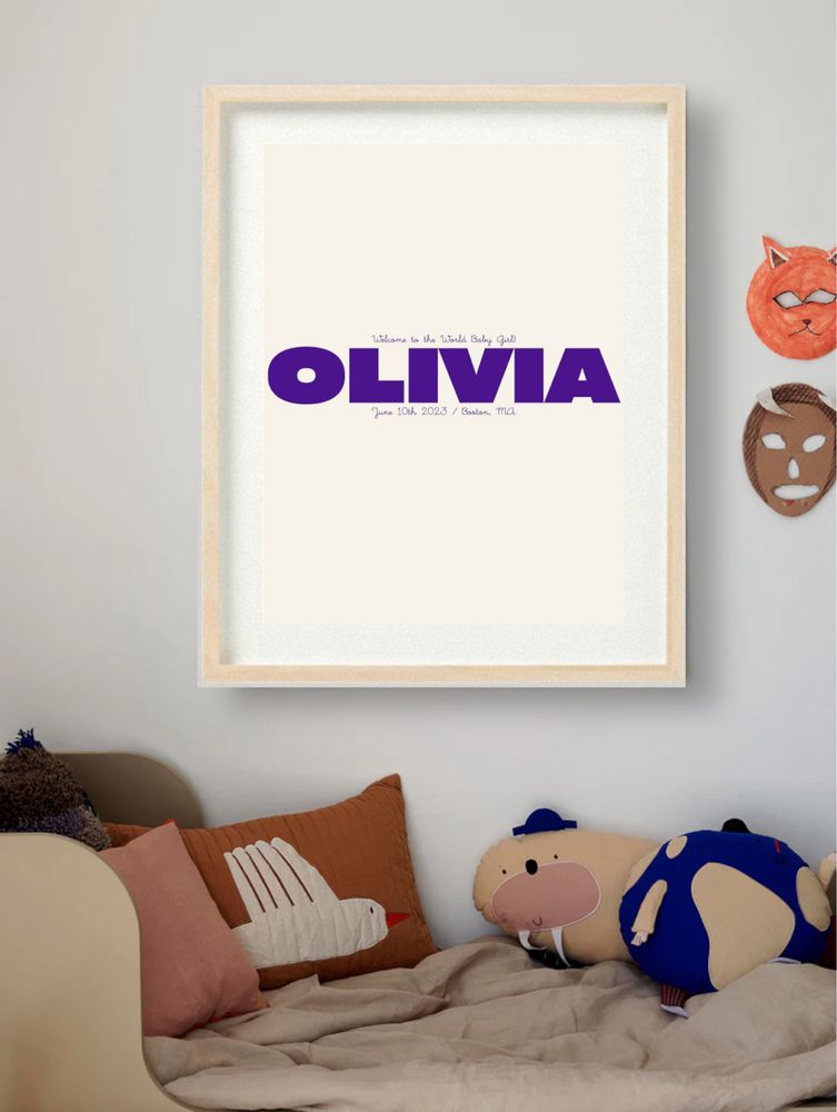 Personalizowana Metryczka Plakat Violet dla Dziecka