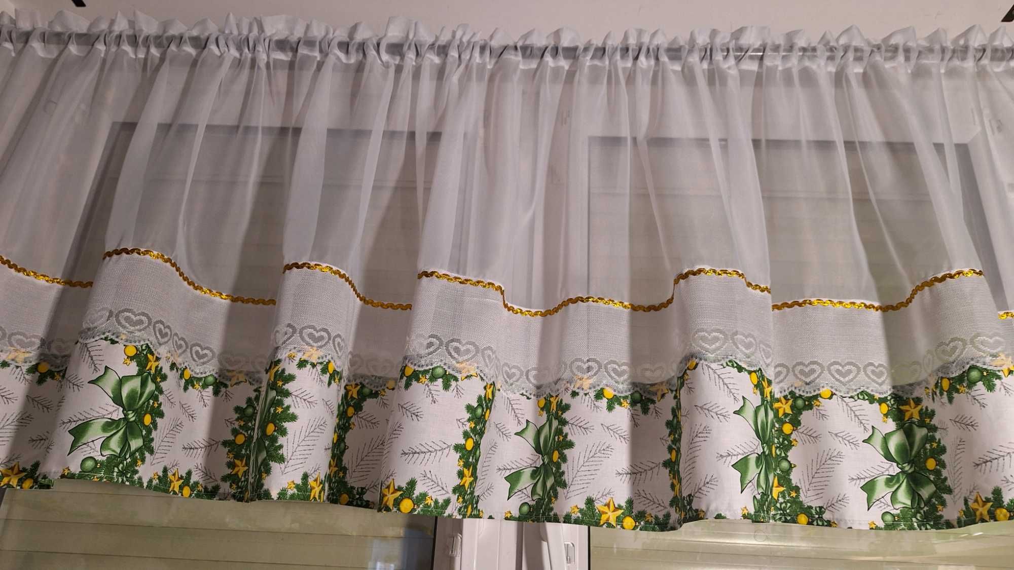 dekoracje firanka lambrekin świateczny 260/60 cm +choinka