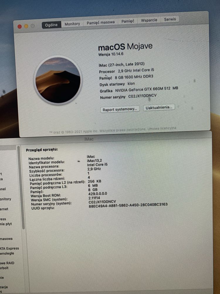Komputer Apple iMac 27”/i5/2.9/Late2012/A1419/slim