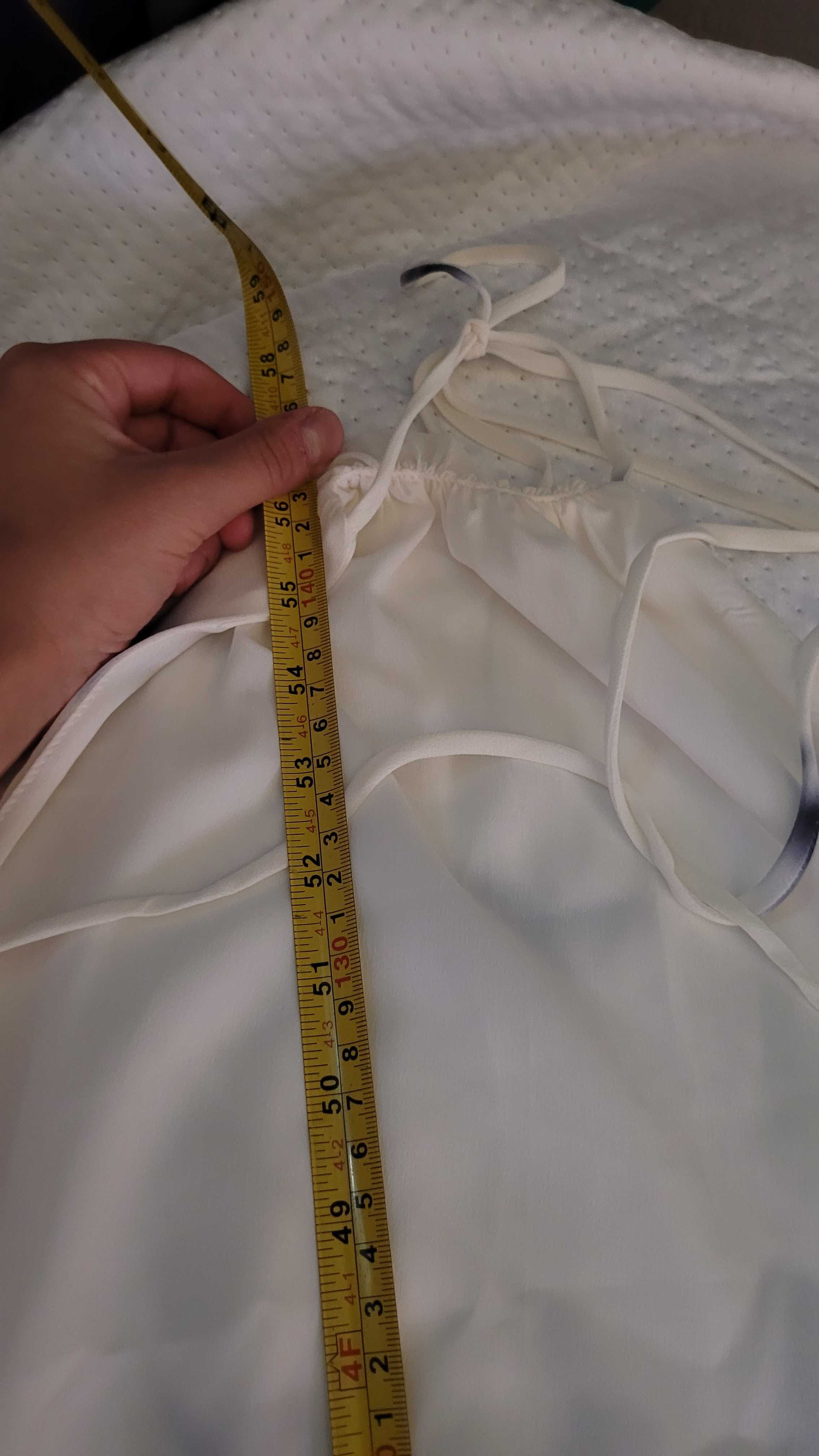Długa biała sukienka Zara motyle halter odkryte plecy S 36 nowa lejąca