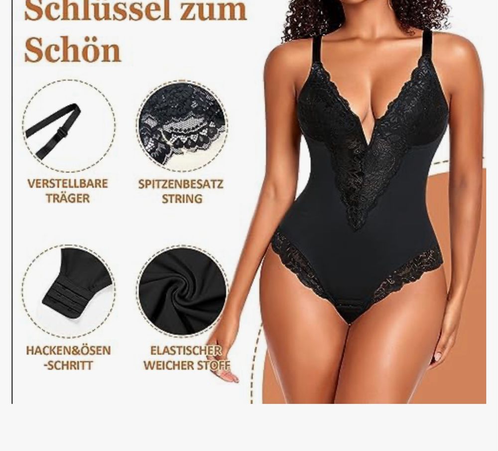 Body Shaper Modelujące Brzuch Koronkowe Body L