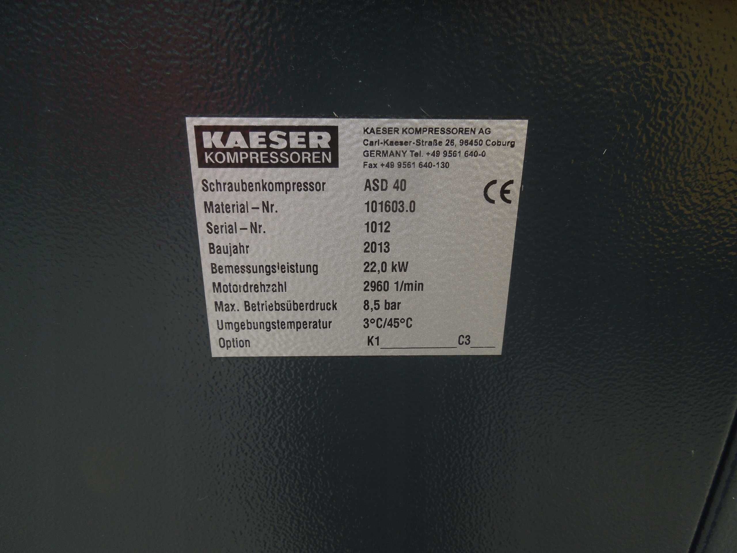 Kompresor śrubowy KAESER ASD40 22Kw 2013r