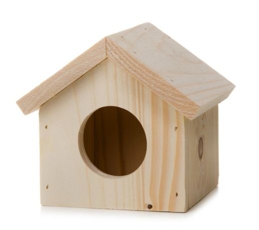 Drewniany domek z litego drewna dla chomików, 12,5×10,5×11,5 cm