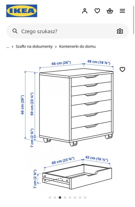Komoda na kółkach ALEX Ikea biała