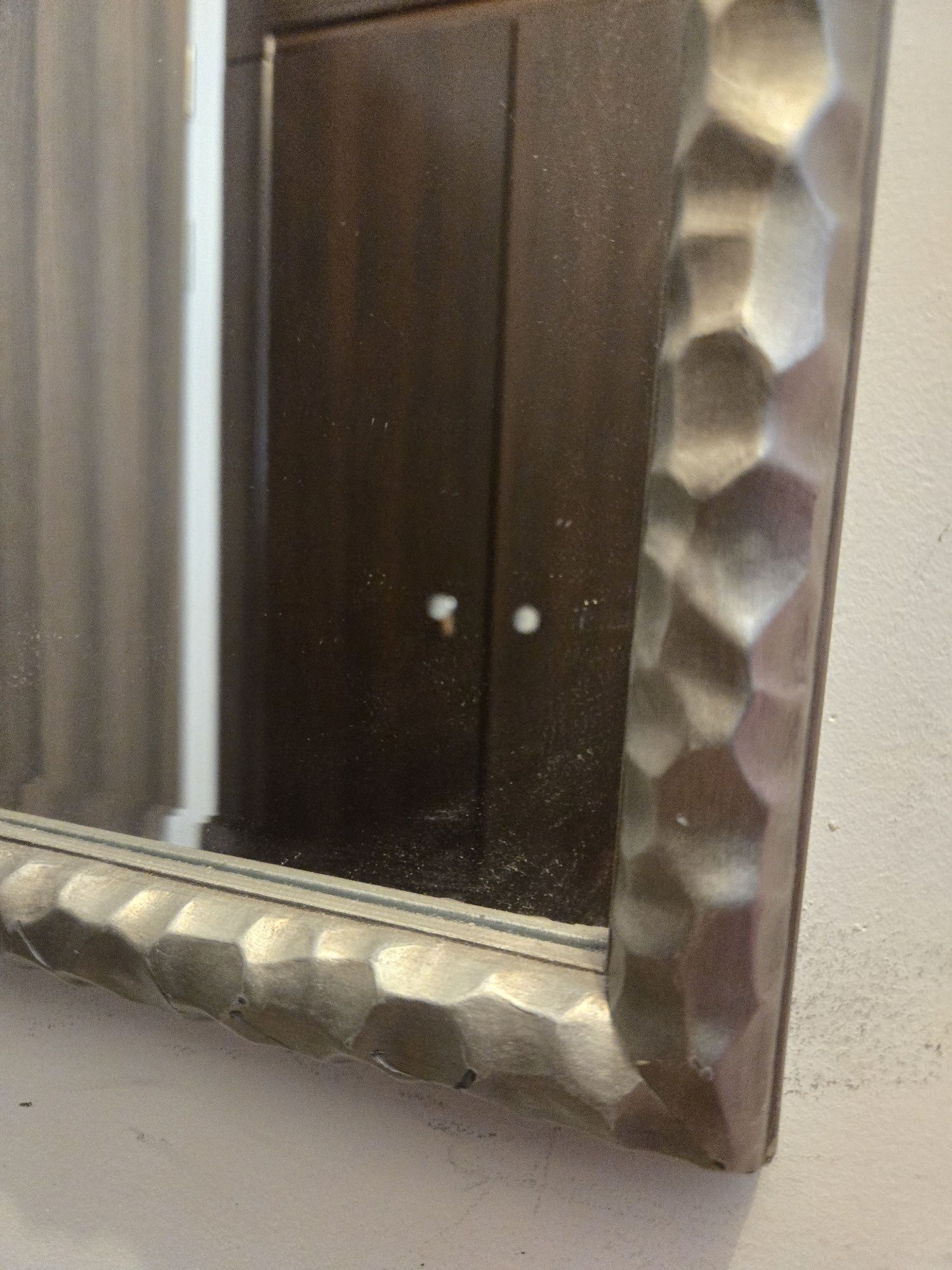 Zara Home lustro w drewnianej rzeźbionej srebrnej ramie
