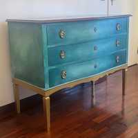 Comoda/ Móvel / consola / aparador azul - restauro e transformação