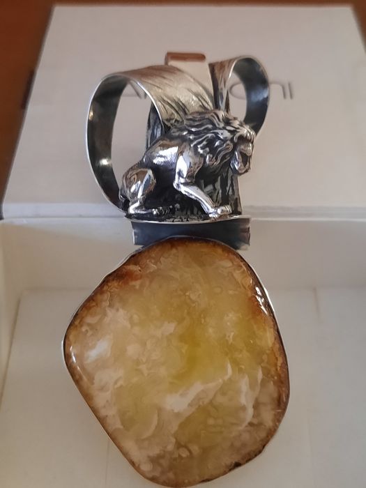 Ogromny cudny wisior Bursztyn Bałtycki srebro 925 Nowy