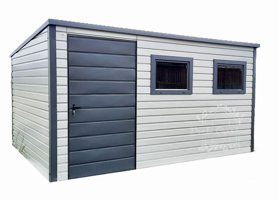 SCHOWEK DOMEK OGRODOWY 3,5mx3m spad tył 2x okno  biały antracyt ID176
