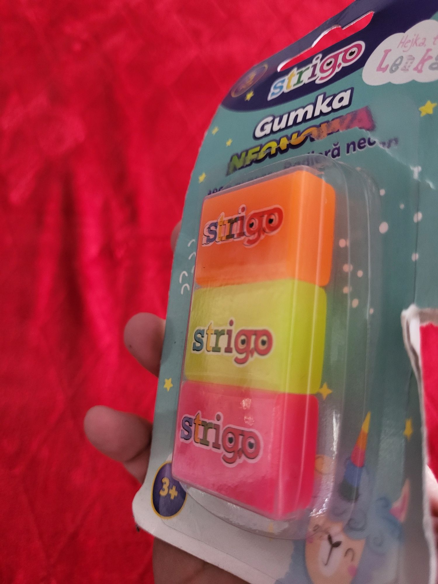 3pak. Gumka neonowa Strigo