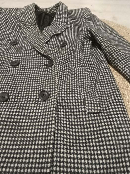 Płaszcz płaszczyk w kratę czarny XS 34 Zara