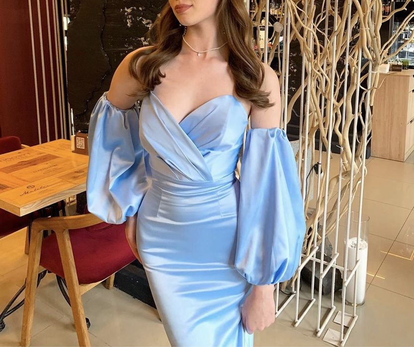 вечірня корсетна сукня, ідеально підкреслює фігуру, xs-s, блакитна