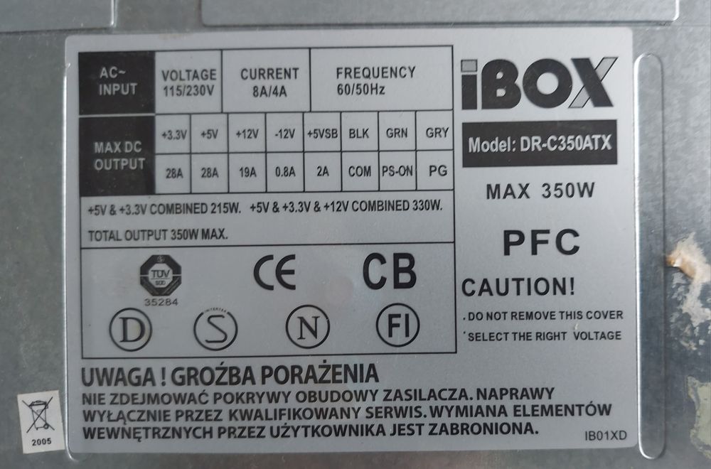 Zasilacz ATX IBOX DR-C350ATX